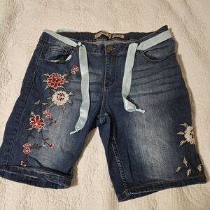 Sandpiper Jean Short WMNS 14 Medium Wash Denim Floral High-Rise Boho Bermuda
